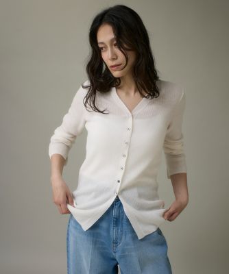 ＜I.T.’S. INTERNATIONAL（Women）＞Ｖネックリブニットカーディガン《Ｍｅｌｔｙ　ａｉｒ　ｗｏｏｌ》（１０５４１７８０２３）