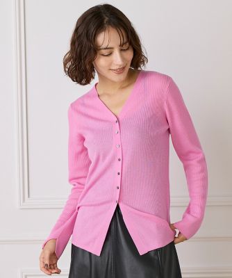 Vネックリブニットカーディガン《Melty air wool