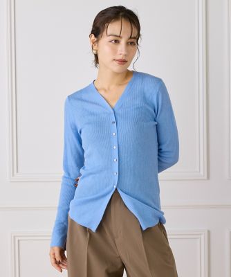 I.T.'S. INTERNATIONAL（Women）/イッツインターナショナル Vネックリブニットカーディガン《Melty air wool》(1054178023) 61アオ トップス【三越伊勢丹/公式】