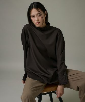 I.T.'S. INTERNATIONAL（Women）/イッツインターナショナル ウールフリルブラウス《アリエスウール Super120S'》(1054182025) 40チャイロ トップス【三越伊勢丹/公式】