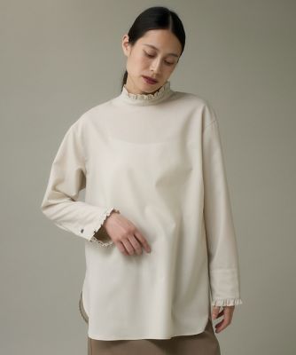 I.T.'S. INTERNATIONAL（Women）/イッツインターナショナル ウールフリルブラウス《アリエスウール Super120S'》(1054182025) 42ベージュ トップス【三越伊勢丹/公式】