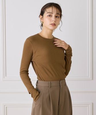 I.T.'S. INTERNATIONAL（Women）/イッツインターナショナル ランダムテレコクルーネックプルオーバー(1054190017) 45チャイロ トップス【三越伊勢丹/公式】