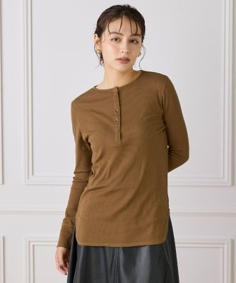 I.T.'S. INTERNATIONAL（Women）/イッツインターナショナル ランダムテレコヘンリーネックプルオーバー(1054190018) 45チャイロ トップス【三越伊勢丹/公式】