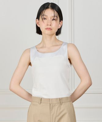 サテン切り替えタンクトップ《スビン綿MIXフライス