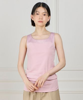 サテン切り替えタンクトップ《スビン綿MIXフライス