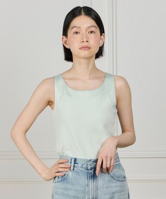 サテン切り替えタンクトップ《スビン綿MIXフライス