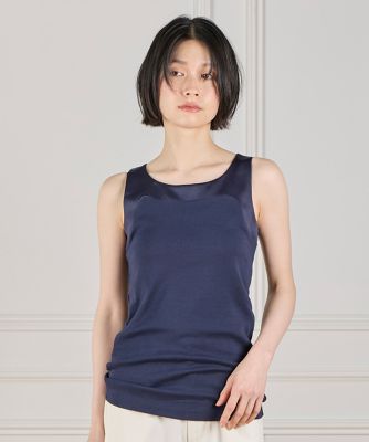 サテン切り替えタンクトップ《スビン綿MIXフライス