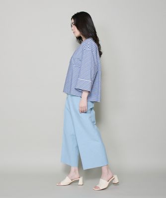 リネンワイドクロップドパンツ｜凛と涼しい、上品ドレープの綿麻ワイド