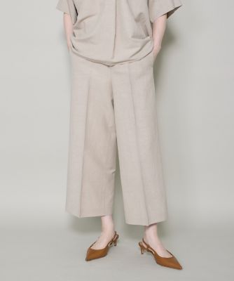 リネンワイドクロップドパンツ｜凛と涼しい、上品ドレープの綿麻ワイド