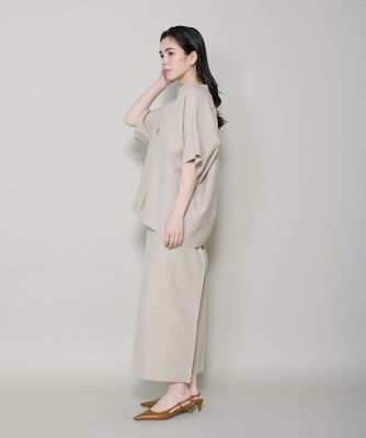 リネンワイドクロップドパンツ｜凛と涼しい、上品ドレープの綿麻ワイド