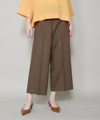 リネンワイドクロップドパンツ｜凛と涼しい、上品ドレープの綿麻ワイド