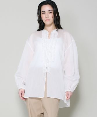 ＜I.T.’S. INTERNATIONAL（Women）＞コットンシルクフリルデザインブラウス（１０６２１８２０２６）