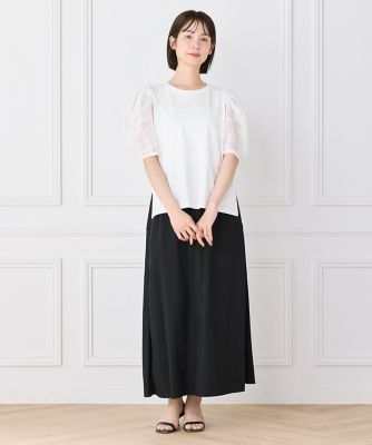 袖レースカットソー｜涼しげな幾何学レースで魅せる大人Tシャツ