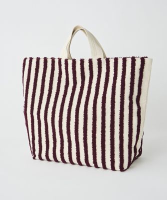 ＜I.T.’S. INTERNATIONAL（Women）＞ループストライプボックストートバッグ《ｂｅｅｊ》（１０６２２０１００３）