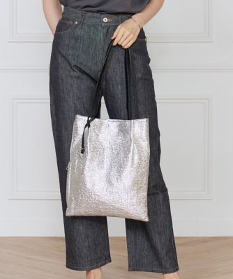 メタリックツマミハンドルフラットトートバッグ／A4対応《COOCO