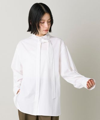 ボウタイ付きシャツブラウス｜装い広がる上品ボウタイブラウス