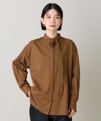 ボウタイ付きシャツブラウス｜装い広がる上品ボウタイブラウス