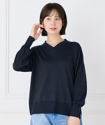 Vネックラメプルオーバー上品なラメが映える華やかニット