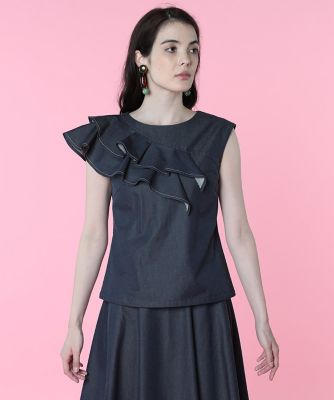 《Ｍａｇｌｉｅ　ｐａｒ　ｅｆ－ｄｅ》デニムフリルブラウス（５１０２１８２０１０）