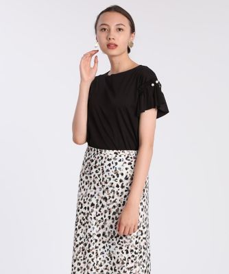 《Ｍａｇｌｉｅ　ｐａｒ　ｅｆ－ｄｅ》パールモチーフフリルカットソー《接触冷感》（５１０２１９００１０）