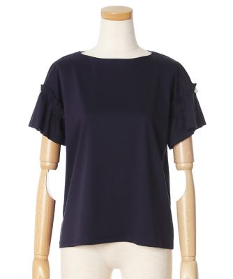 《Ｍａｇｌｉｅ　ｐａｒ　ｅｆ－ｄｅ》パールモチーフフリルカットソー《接触冷感》（５１０２１９００１０）