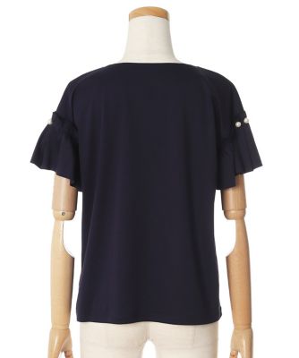 《Ｍａｇｌｉｅ　ｐａｒ　ｅｆ－ｄｅ》パールモチーフフリルカットソー《接触冷感》（５１０２１９００１０）