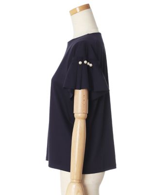 《Ｍａｇｌｉｅ　ｐａｒ　ｅｆ－ｄｅ》パールモチーフフリルカットソー《接触冷感》（５１０２１９００１０）
