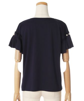 《Ｍａｇｌｉｅ　ｐａｒ　ｅｆ－ｄｅ》パールモチーフフリルカットソー《接触冷感》（５１０２１９００１０）