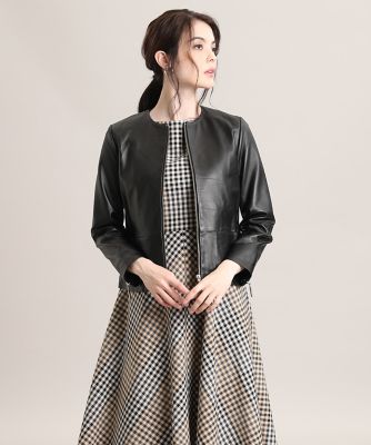 ＜Maglie le cassetto  (Women)＞《Ｍａｇｌｉｅ　ｐａｒ　ｅｆ－ｄｅ》ラムレザーブルゾン（５１０４１４３００１）
