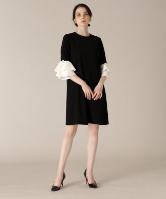 ＜Maglie le cassetto L (Women/大きいサイズ)＞《大きいサイズ》フリルスリーブドレス　《Ｍ　Ｍａｇｌｉｅ　ｌｅ　ｃａｓｓｅｔｔｏ》（５１１０１２１５０２）