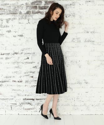 ＜Maglie le cassetto  (Women)＞《Ｍ　Ｍａｇｌｉｅ　ｌｅ　ｃａｓｓｅｔｔｏ》プリーツニットワンピース（５１１１１７２２０３）