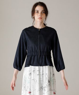 マーリエパーエフデ【19号】ペプラムデニムブルゾン Maglie par ef－de》ペプラムデニムブルゾン