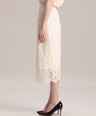 未使用品　＜Maglie White＞ラッセルレースロングドレス Maglie White》ラッセルレースロングドレス
