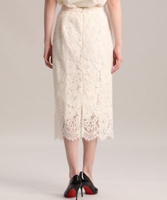 アナイ　　フラワーラッセルレースタイトスカート　　白 Maglie WHITE》ラッセルレースタイトスカート