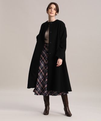 ＜Maglie le cassetto  (Women)＞《Ｍａｇｌｉｅ　ｐａｒ　ｅｆ－ｄｅ》Ａラインロングコート《Ｓｕｐｅｒ１１０’ｓ　Ｗｏｏｌ》（５１１４１１１００１）