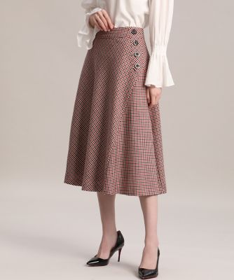 ＜Maglie le cassetto  (Women)＞《Ｍａｇｌｉｅ　ｐａｒ　ｅｆ－ｄｅ》ウールチェックフレアスカート（５１１４１５２００７）