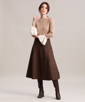 Maglie par ef－de》ウールチェックフレアスカート