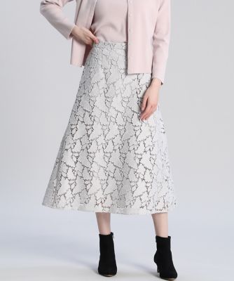 ＜Maglie le cassetto  (Women)＞《Ｍａｇｌｉｅ　ＷＨＩＴＥ》トルコレースフレアスカート（５１１４１５２３０４）