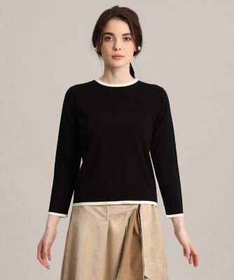 《Ｍａｇｌｉｅ　ｐａｒ　ｅｆ－ｄｅ》配色ラインクルーネックニット（５１１４１７００１２）