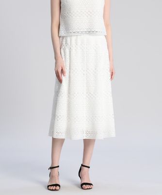 《Ｍａｇｌｉｅ　ＷＨＩＴＥ》ボーダーレーススカート（５１２２１５２３０３）