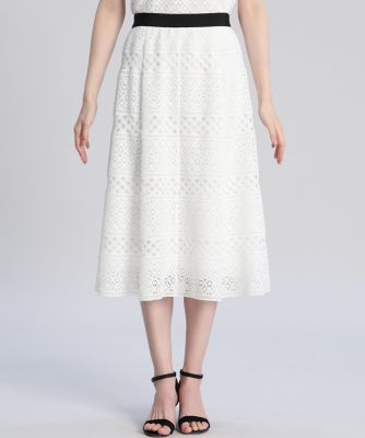 《Ｍａｇｌｉｅ　ＷＨＩＴＥ》ボーダーレーススカート（５１２２１５２３０３）