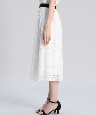 《Ｍａｇｌｉｅ　ＷＨＩＴＥ》ボーダーレーススカート（５１２２１５２３０３）