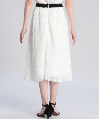 《Ｍａｇｌｉｅ　ＷＨＩＴＥ》ボーダーレーススカート（５１２２１５２３０３）