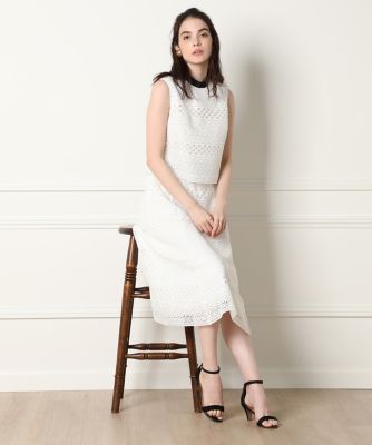 《Ｍａｇｌｉｅ　ＷＨＩＴＥ》ボーダーレーススカート（５１２２１５２３０３）
