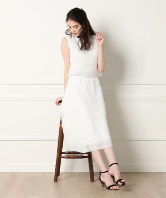 《Ｍａｇｌｉｅ　ＷＨＩＴＥ》ボーダーレーススカート（５１２２１５２３０３）