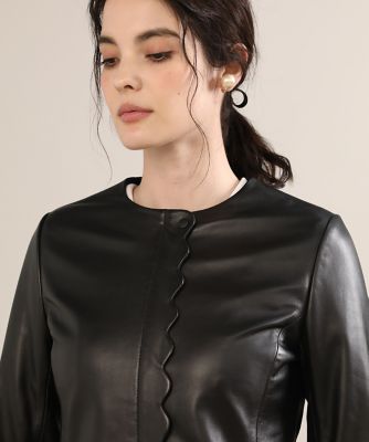 《大きいサイズ》スカラップレザーブルゾン《Ｍａｇｌｉｅ　ｐａｒ　ｅｆ－ｄｅ》（５１２３１４３８０１）