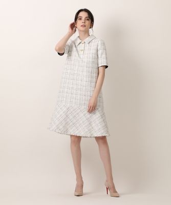 ＜Maglie le cassetto  (Women)＞《Ｍａｇｌｉｅ　ｐａｒ　ｅｆ－ｄｅ》ラメツイード衿付きワンピース（５１２４１２１００８）