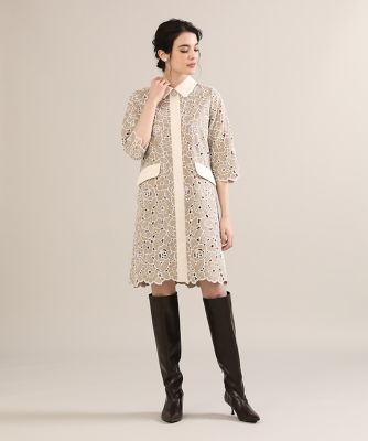 《大きいサイズ》配色レースワンピース《Ｍａｇｌｉｅ　ＷＨＩＴＥ》（５１２４１２１１０３）