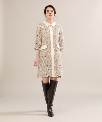 《大きいサイズ》配色レースワンピース《Ｍａｇｌｉｅ　ＷＨＩＴＥ》（５１２４１２１１０３）