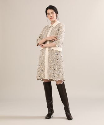 《大きいサイズ》配色レースワンピース《Ｍａｇｌｉｅ　ＷＨＩＴＥ》（５１２４１２１１０３）